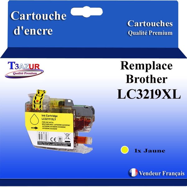 T3AZUR- Cartouche compatible avec Brother LC3217 / LC3219 XL Jaune pour Brother MFC-J6535DW  MFC-J6535DW XL  MFC-J6730DW