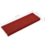 vidaXL Tapis d'escalier 15 pièces 65 x 21 x 4 cm Bordeaux Bordure rectangulaire