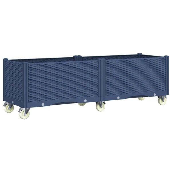 vidaXL Jardinière à roulettes bleu gris 160x50x54 cm PP