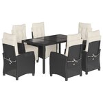 vidaXL Ensemble à manger de jardin coussins 7Pièces Noir Résine tressée