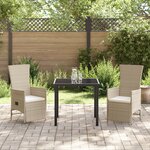 vidaXL Ensemble de salle à manger de jardin 3 pièces avec coussins  Beige poly rattan