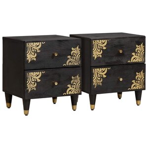 vidaXL Cabinet de chevet avec tiroir 2 Pièces Noir 40 x 33 x 46 cm