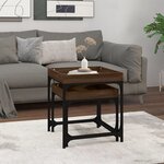 vidaXL Tables d'appoint 2 Pièces Chêne marron Bois d'ingénierie