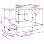 Bureau table poste de travail meuble d'ordinateur informatique étude chêne 139 x 139 x 75 cm bois d'ingénierie brun 02_0023609