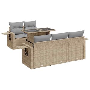 vidaXL Salon de jardin avec coussins 6 Pièces beige résine tressée