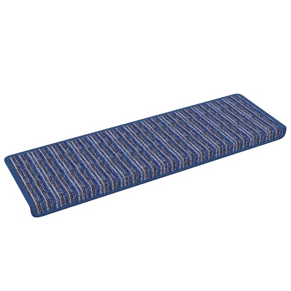 vidaXL Tapis d'escalier auto-adhésifs Rayé 15 Pièces Bleu 65 x 21 x 4 cm