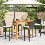 vidaXL Ensemble de bar de jardin 5 Pièces noir bois massif acacia rotin