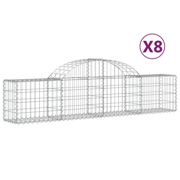 vidaXL Paniers à gabions arqués 8 Pièces 200x30x40/60 cm Fer galvanisé