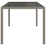 vidaXL Table de jardin Gris 190x90x75 cm Verre trempé/résine tressée