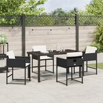 vidaXL Ensemble de salle à manger de jardin 5 pièces avec coussins en Rattan Poly Noir