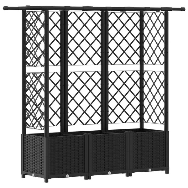 vidaXL Lit Élevé avec Treillis et Toit Noir 163 5 x 40 x 136 cm PP