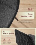 Chaises de salle à manger lot de 4 support métallique pieds réglables nettoyage facile chaises de cuisine tissu chenille PU texturé gris 12_0004985