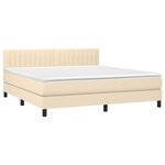 vidaXL Sommier à lattes de lit avec matelas LED Crème 180x200 cm Tissu