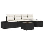 vidaXL Ensemble de canapé de jardin 6 Pièces Noir Poly rotin
