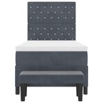 vidaXL Lit à ressorts avec tête de lit Gris foncé 200 x 90 cm Velours