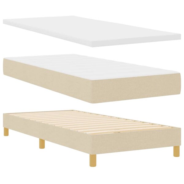vidaXL Lit à Ressorts avec Matelas Crème 90x200 cm Tissu Crème
