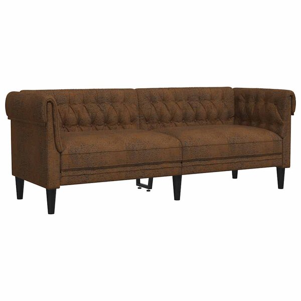 vidaXL Canapé Chesterfield 3 places marron tissu