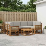 vidaXL Ensemble de canapés d'extérieur 7 Pièces Naturel et gris clair