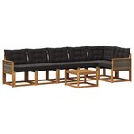 vidaXL Ensemble de canapés d'extérieur 7 pc Naturel et noir