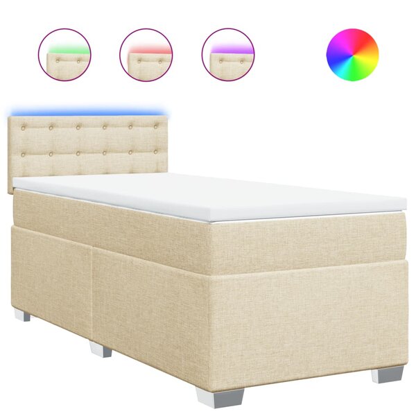vidaXL Sommier à lattes de lit avec matelas Crème 90x200 cm Tissu