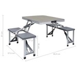 vidaXL Table pliable de camping avec 4 sièges Acier Aluminium