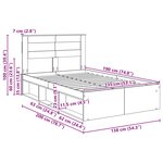 vidaXL Cadre de lit Chêne fumé 135 x 190 cm Bois de pin massif