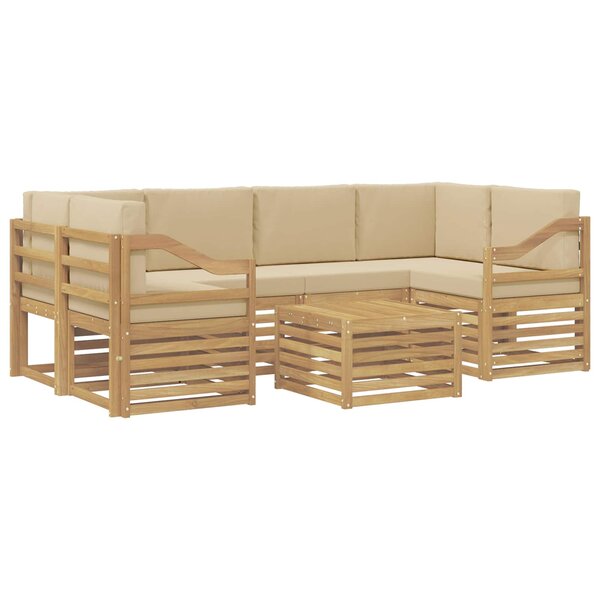 vidaXL Ensemble de canapés d'extérieur 7 pc Blanc et Beige Polyester