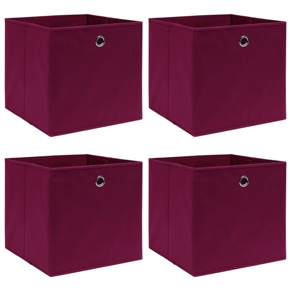 vidaXL Boîtes de rangement 4 Pièces Rouge foncé 32x32x32 cm Tissu