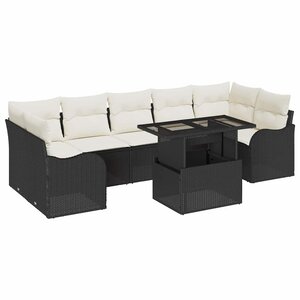 vidaXL Ensemble de canapé de jardin 8 Pièces Noir Poly Rattan