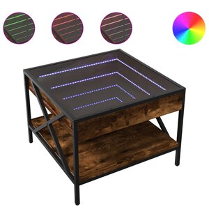vidaXL Table basse avec LED Infinity chêne fumé 50x50x38 cm