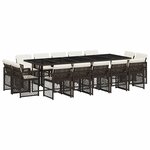 vidaXL Ensemble à manger de jardin avec coussins 15 Pièces marron rotin