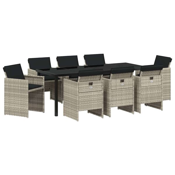 vidaXL Ensemble de salle à manger pour jardin 9 pc Gris clair