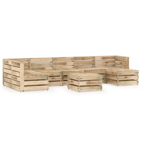 vidaXL Salon de jardin 8 Pièces Bois de pin imprégné de vert