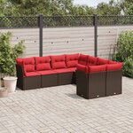 vidaXL Salon de jardin 8 Pièces avec coussins marron résine tressée