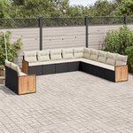vidaXL Salon de jardin 11 Pièces avec coussins noir résine tressée