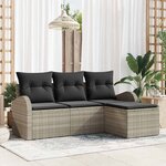 vidaXL Ensemble de canapé de jardin 4 Pièces Gris clair Poly rotin