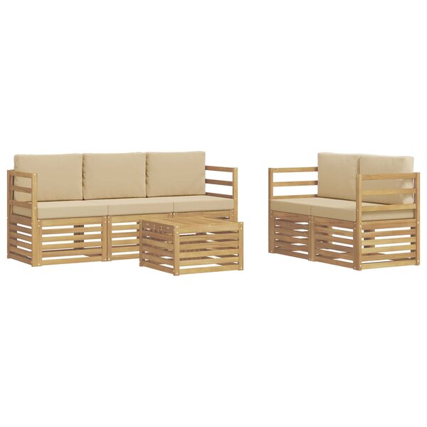 vidaXL Ensemble de canapés d'extérieur 6 pc Blanc et Beige Polyester