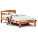 vidaXL Cadre de lit sans matelas cire marron 75x190 cm bois pin massif