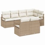 vidaXL Ensemble de Canapés avec coussin 7 Pièces Beige polyrotin