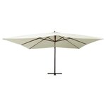 vidaXL Parasol de jardin en porte-à-faux avec mât en bois blanc sable