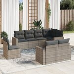 vidaXL Salon de jardin 8 Pièces avec coussins gris résine tressée