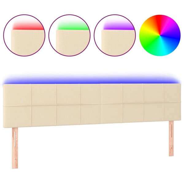 vidaXL Tête de lit à LED Crème 160x5x78/88 cm Tissu