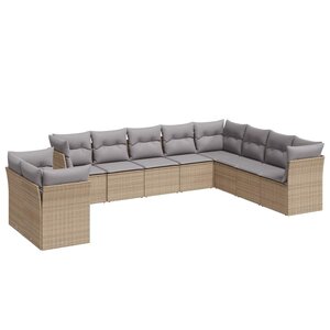 vidaXL Salon de jardin avec coussins 10 Pièces beige résine tressée