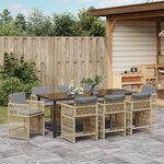 vidaXL Set de salle à manger de jardin de 9 pièces avec coussins beige poly rotin