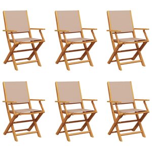 vidaXL Chaises de jardin pliantes lot de 6 taupe tissu et bois massif