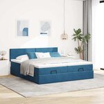 vidaXL Cadre de lit ottoman avec matelas bleu foncé 200x200 cm velours
