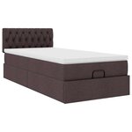 vidaXL Lit ottoman avec matelas et LED marron foncé 90x200 cm tissu