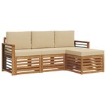 vidaXL Ensemble de canapés d'extérieur 4 pc Naturel et Beige
