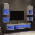 vidaXL Unités murales TV avec LED 8 Pièces blanc bois d'ingénierie