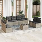 vidaXL Salon de jardin 9 Pièces avec coussins gris clair résine tressée